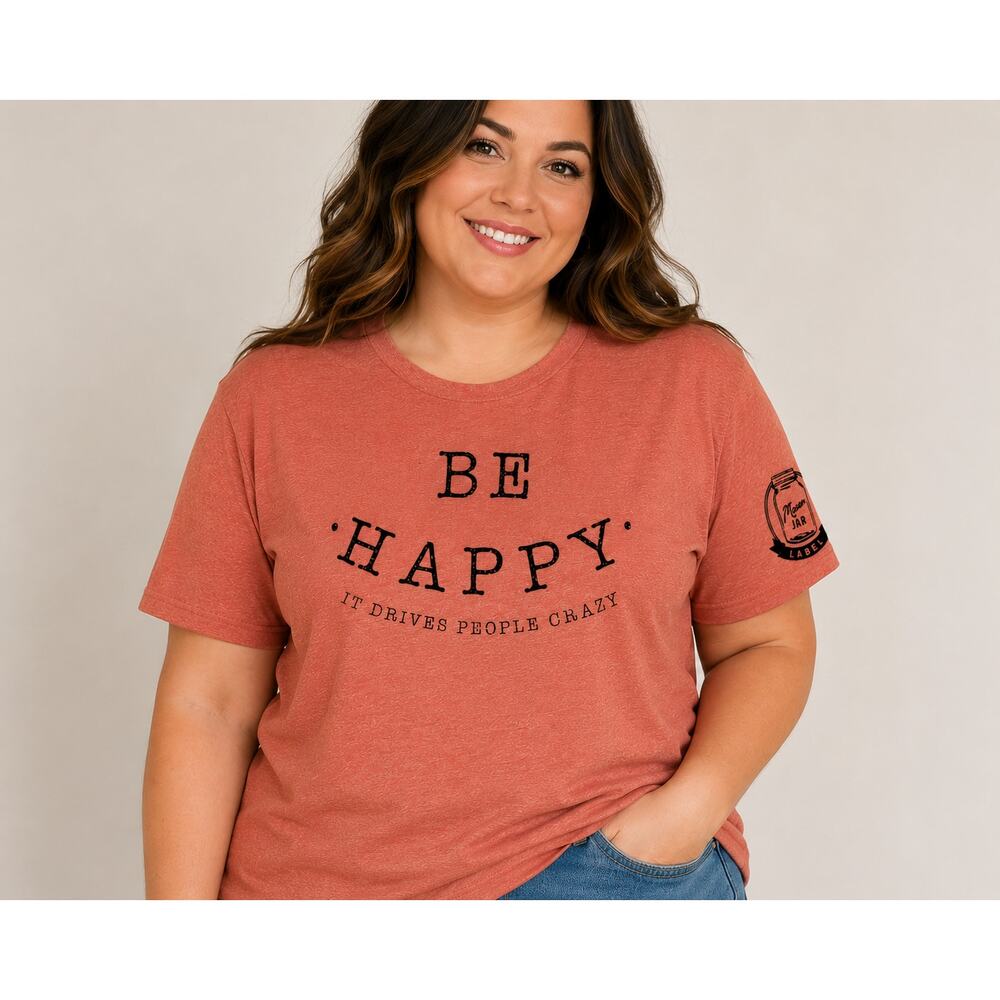 Mason Jar Label - Be Happy Graphic Tee 2XL - NWOT